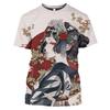 Summer Fashion Japanese Geisha Cool T Shirt Men Casual Fun Personality Harajuku Printed Round Neck Short Sleeve Streetwear Top