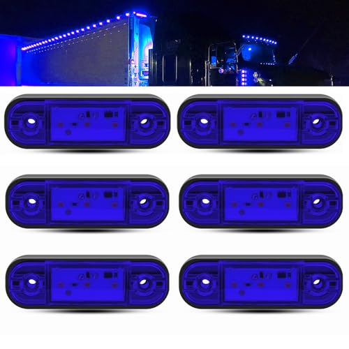 

LED Side Marker Lights 3-LED Truck Position Lamps 12V 24V Waterproof Universal Blue Pack of 6