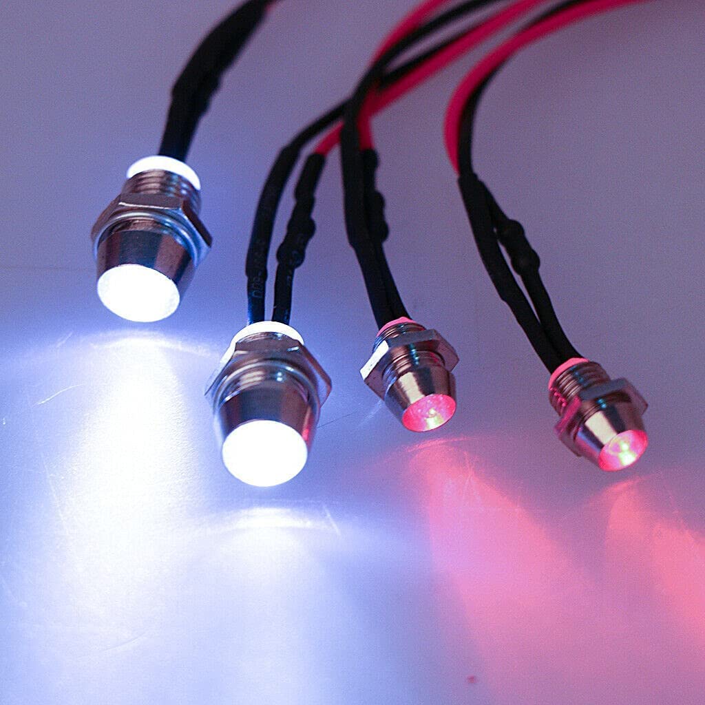 Kit Lumini YFFSFDC cu Faruri LED de Noapte de 5mm și 3mm pentru Upgrade RC 2 LED-uri Albe 2 Roșii ABS Tensiune 4-LED 110 Mașini On-Road, Piese, + LED-uri, (3-7V