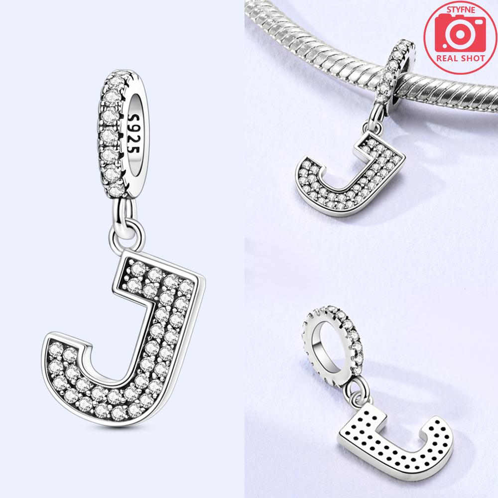Classical 26 English Letters Original Charms White Zircon Beads Fit Copper Bracelet Accessories Women Diy Fine Gift Jewelry