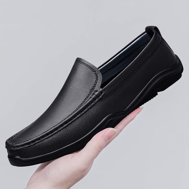 New Men's Genuine Leather Loafers: Breathable, Soft Sole Slip-on Casual Driving Shoes
