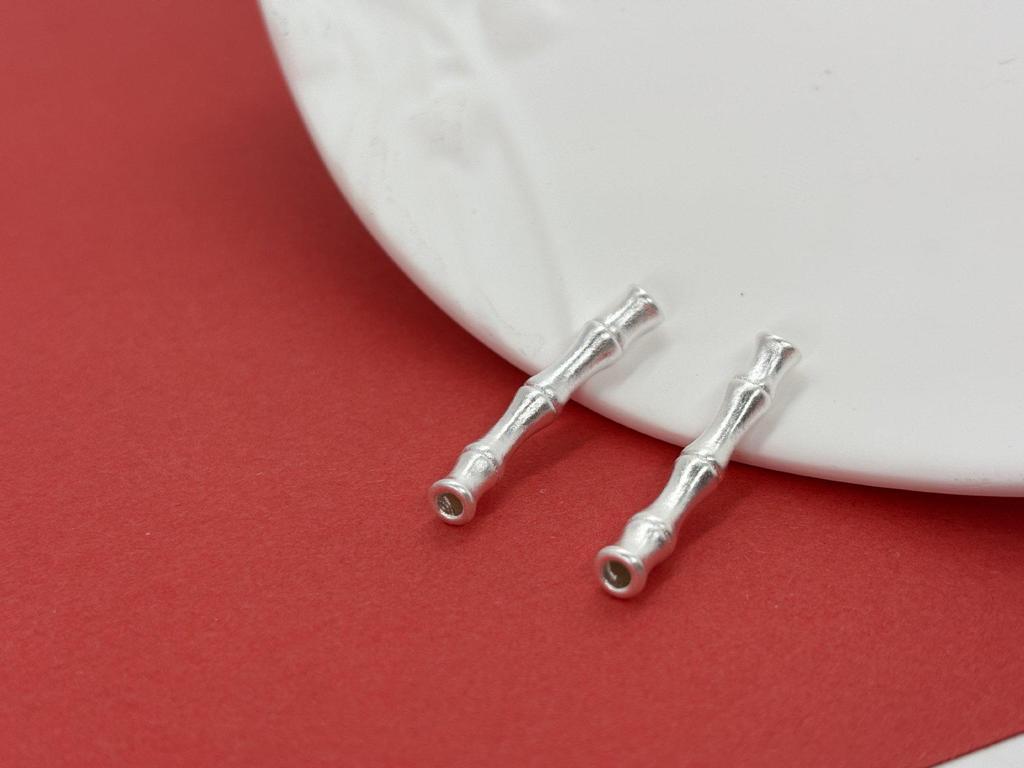 Sterling Silver 999 Bamboo Luck Transfer Beads 3D Craft Loose Silver Beads for DIY Jewelry, Bracelets, or Rope Wristbands