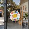 Farmhouse Classroom Sign Wooden Welcome for Door, to Our Round Smooth Surface Door Plaque Hanger, Front Hanging Sign, Back School Preschool Decoration