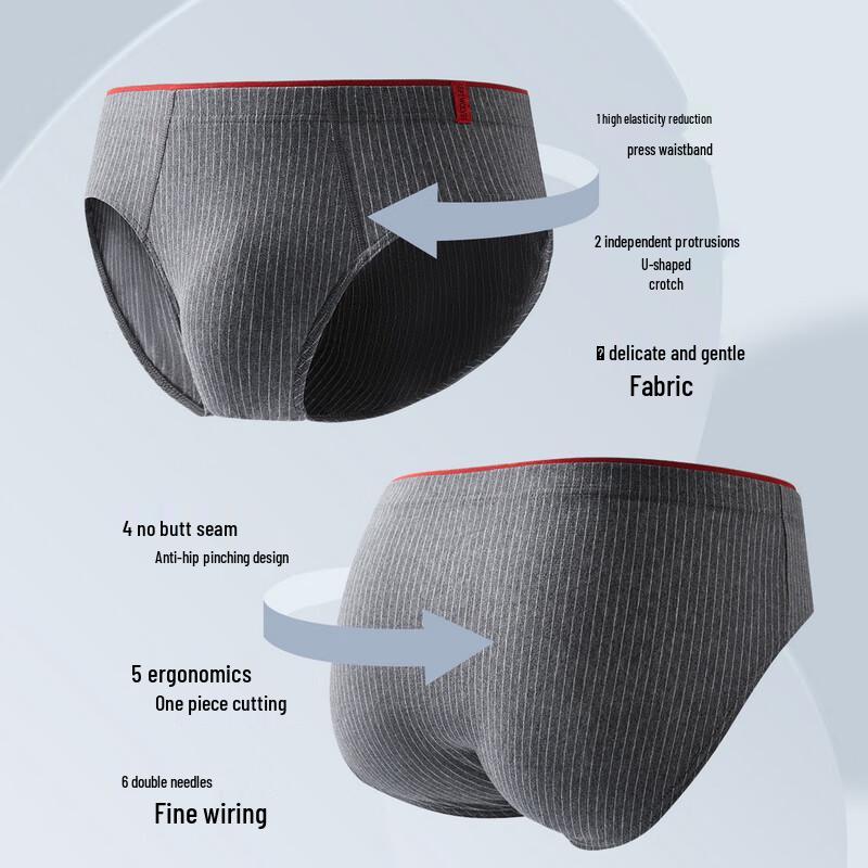 Seven Wolves Men's Pure Cotton Antibacterial Briefs (3-Pack)