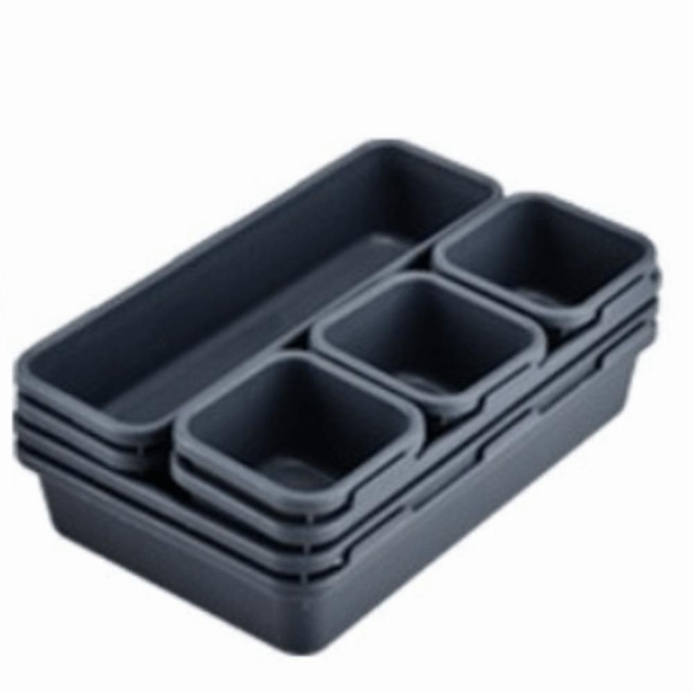 8PCS/SET Stackable Drawer Organizer Boxes Plastic Jewelry Boxes Makeup Organizer Boxes  Office темно серый