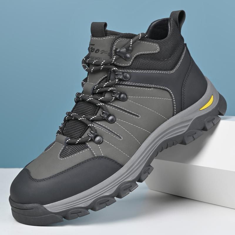 Große Echte Leder High Top Freizeitschuhe Herren Outdoor Reise Wandern Bergsteigen Schuhe Rutschfest Abriebfest Sneaker