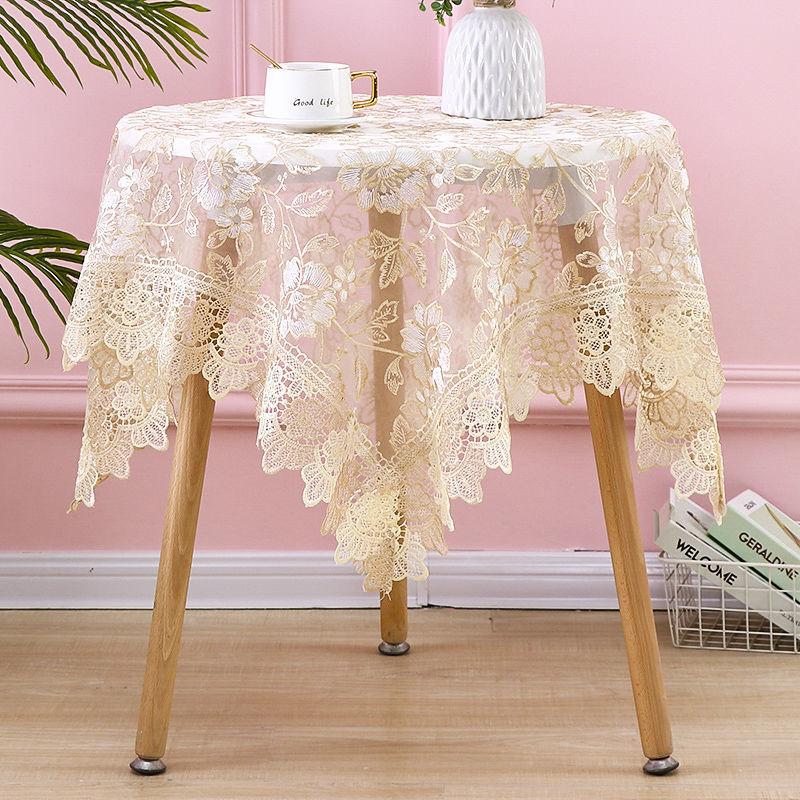 Round Table Cloth Lace Tea Table Cloth, Rectangular Dining Table Square Table Yarn Embroidery Bedside Table Cover Cloth  Multi-purpose Cover Cloth