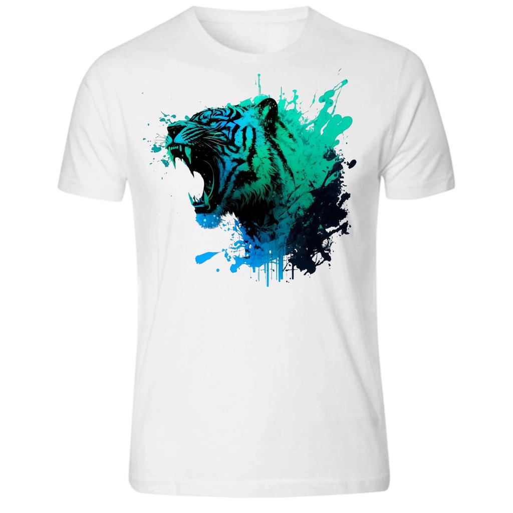 Left Tiger Head Black and White Unisex T-Shirt Tee S -5XL