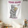Custom Name Tatty Teddy Wall Tapestry Aesthetic Wall Hanging Printed Fabric Blanket Decorative Tapestries for Bedroom Living Room Home Decor