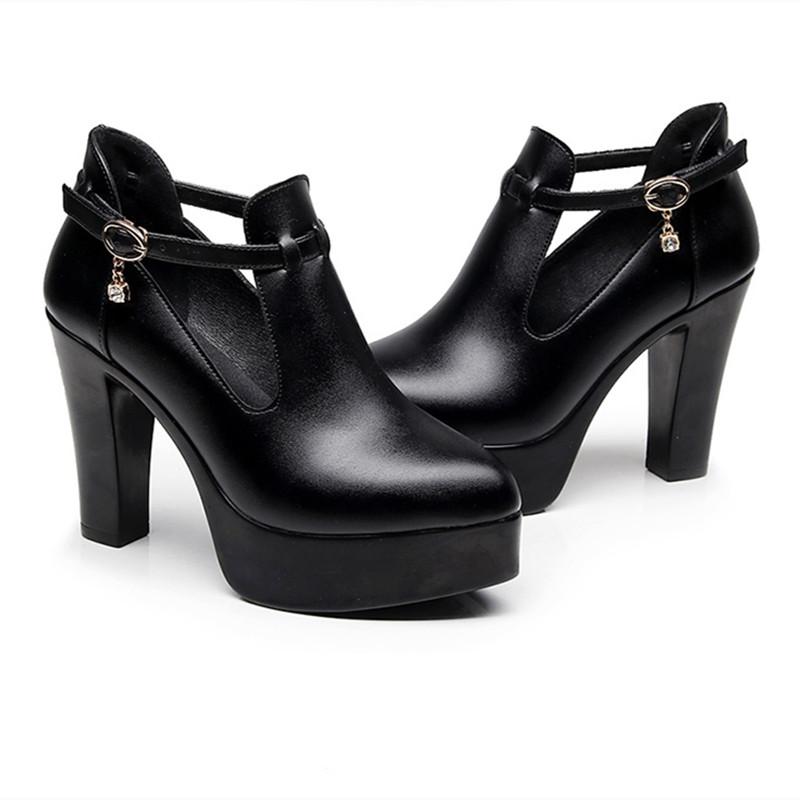Fashion GKTINOO Quality Women's Gladiator Pumps 2024 Spring Leather Block High Heels Platform Shoes Women for Office Work Big Size