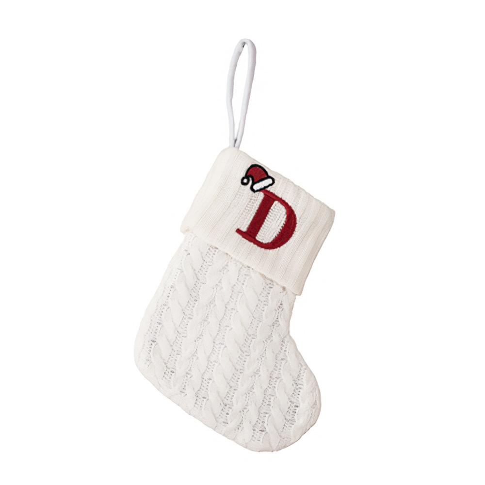 Christmas Stockings Letter Santa Sock Gift Kids Candy Bag Pocket Christmas Tree Hanging Ornament New Year Decoration