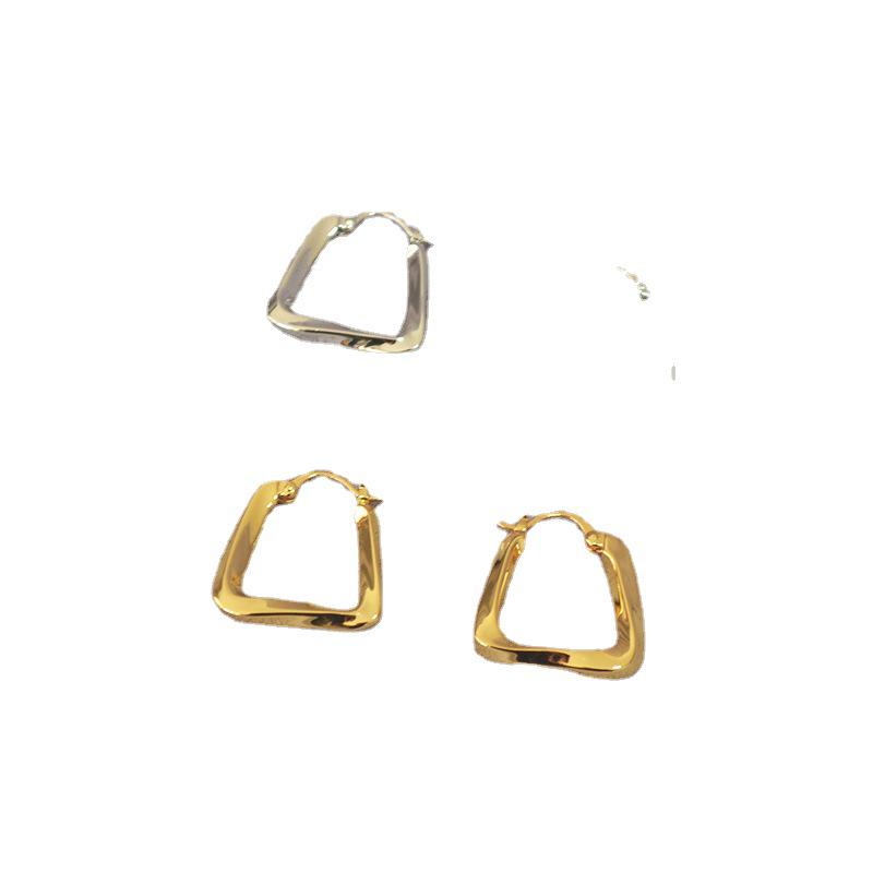 INS Geometric Twisted Metal Triangle Earrings for Women.