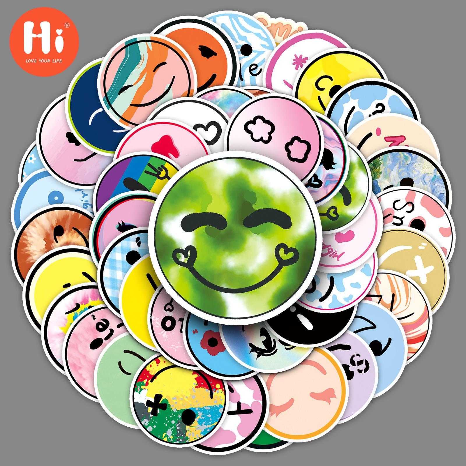 

50 улыбающихся граффити, трансграничные детские сумки с героями мультфильмов, милый чехол для телефона «сделай сам», скейтборд, наклейки на багаж, водонепроницаемые