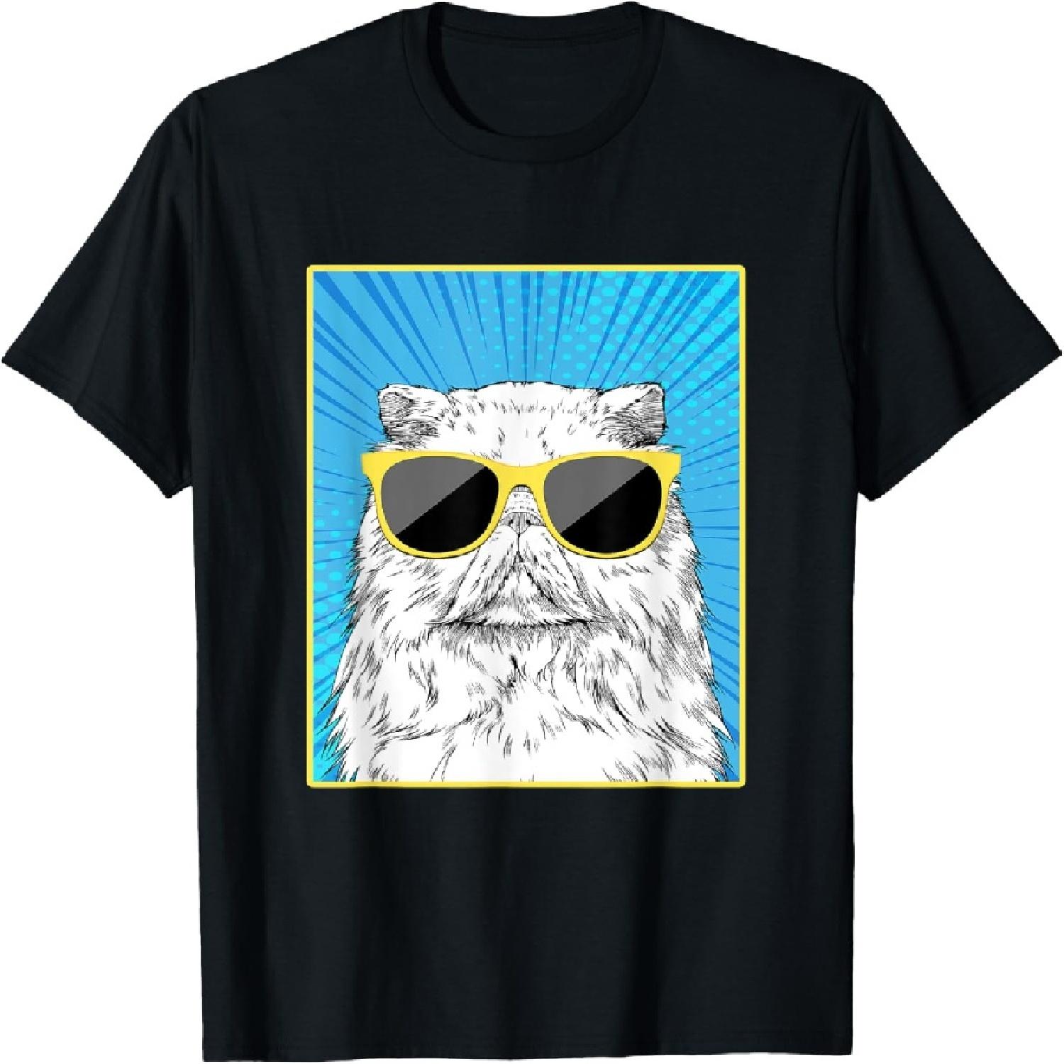 

Persian Cat Portrait Pop Art Cat with Sunglasses T-Shirt XXXXXL різнокольоровий