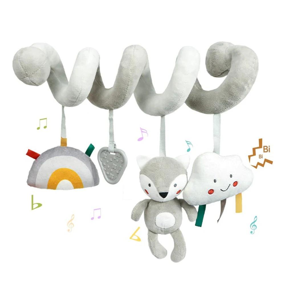 Newborns Spiral Hanging Activity Stroller Toy Baby Carseat Toy Black & White Lion Koala Rattle for Crib Mobile Sensory Toy Gift