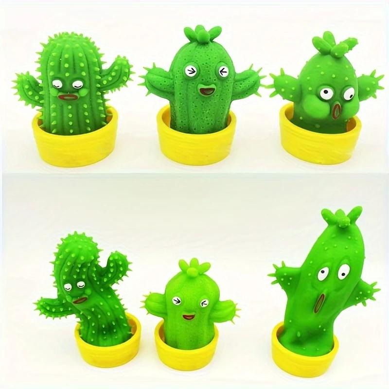 Cute silicone cactus stress relieving toy - elastic and stretchable rubber shaped figurine,suitable for birthday and party gifts