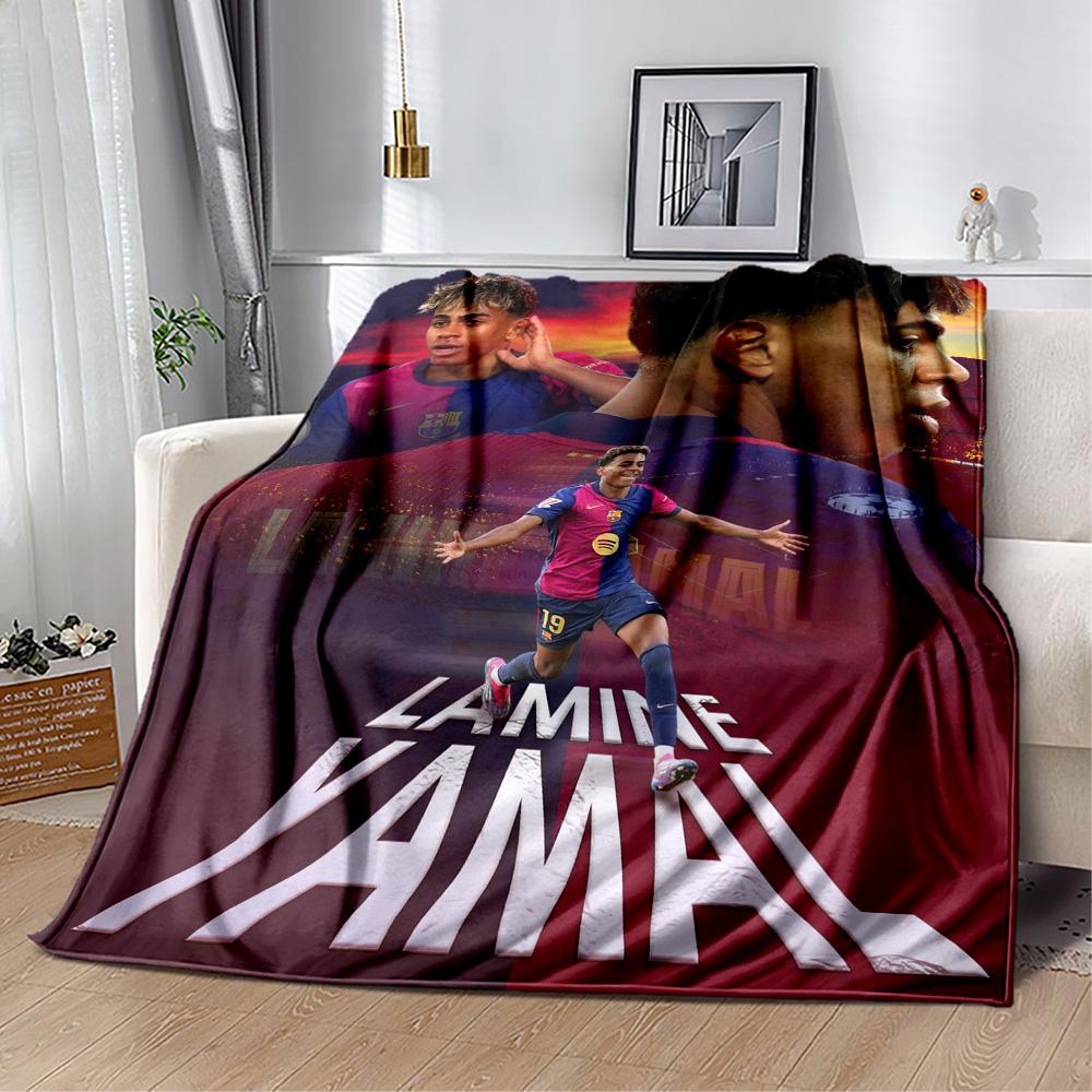 Lamine Yamal's Barcelona Player Action Blanket Durable Comfort Great for Livingroom Bed Chair for All Seasons Modern Birthday Christmas Gift Blanket