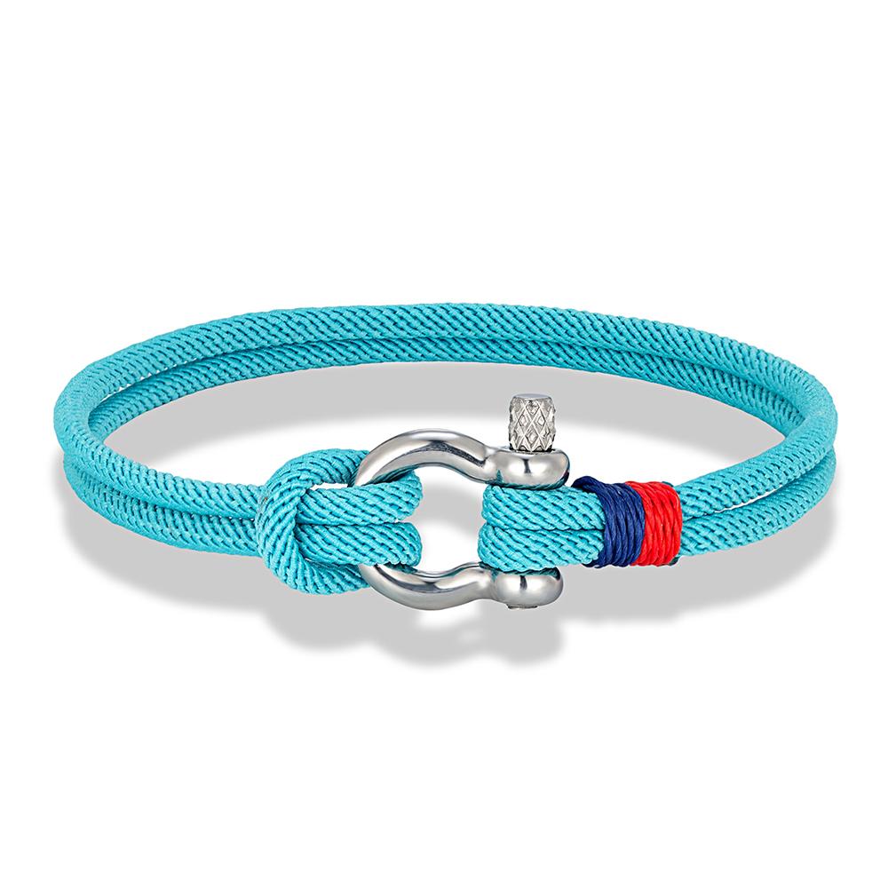 Navy Blue Braided Rope Bracelet Stainless Steel Mini Horseshoe Shackle with Screws Bracelets for Men Women Couple Jewelry