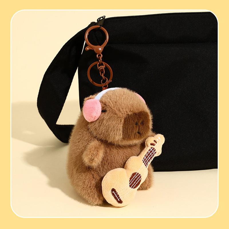 Kawaii Plush Capybara Keychain Pendant Music Band Cartoon Capybara Plush Toy Capybara Plush Doll For Backpacks Accessory Getaway