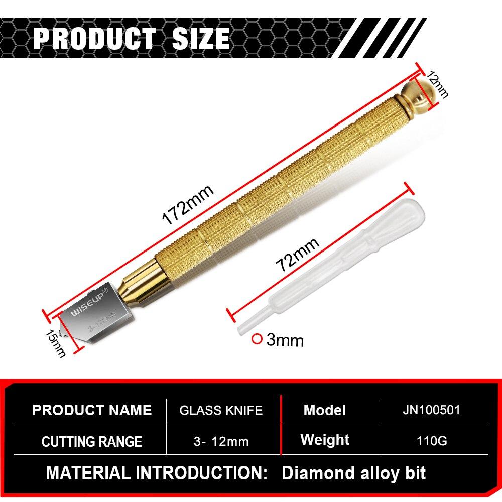 

WISEUP 1 шт., профессиональный стеклорез 3-12 мм, противоскользящая ручка из сплава, ручные инструменты, подача масла, портативная бытовая резка стекла China