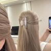Elegant Hair Claw Clip With  Embellishments Pink Bowknot Design Anti-Slip Grip Fashionable Daily Wear Accessory