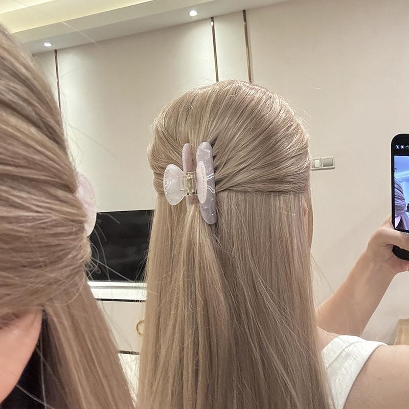 Elegant Hair Claw Clip With  Embellishments Pink Bowknot Design Anti-Slip Grip Fashionable Daily Wear Accessory