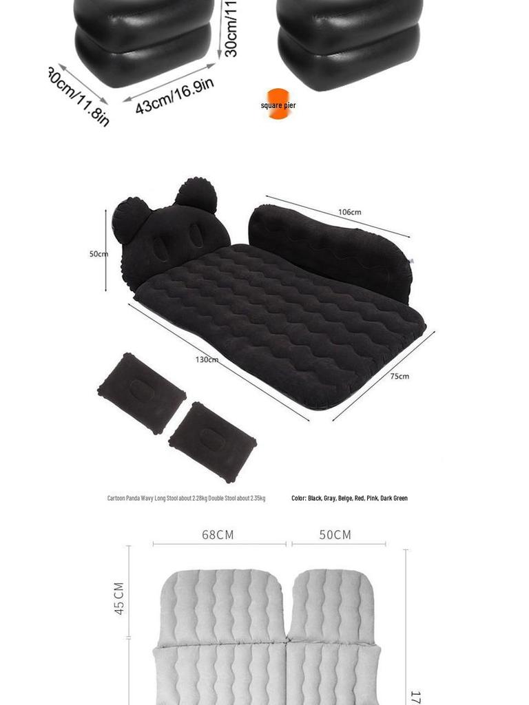 Universal Inflatable Car Mattress - Portable Folding Flocked Bed for Back Seat, SUV, and Sedan Trunk