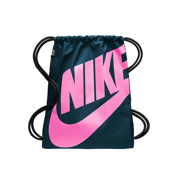 Nike Heritage Basic Logo Drawstring Portable Polyester Backpack Unisex Backpacks Black Pink CK0969-304 Black/Pink
