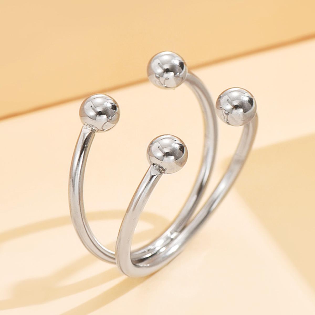 Retro Baroque Geometric Stainless Steel Ring with 18K Gold Plating