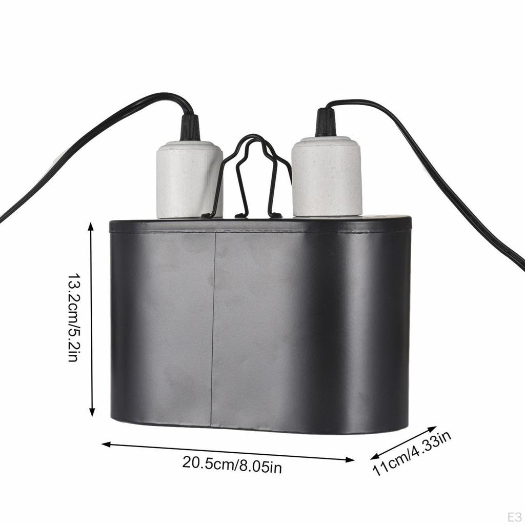 Pet Reptile Lamp Fixture Dual Dome Heat E27 for Terrarium