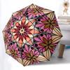 1PC Floral Mandala Pattern Automatic Open/close Umbrella with 8-Rib Structure for Women/Men, All-Season Use - Travel Essential, Stylish Accessory, Hig