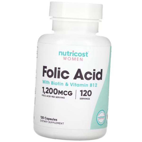 

Фолиевая кислота, Биотин и В12, Folic Acid with Biotin and Vitamin B12, Nutricost 120капс (36647023) 120caps