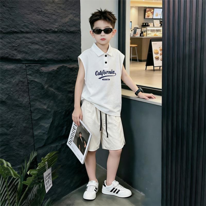 Boys' Trendy Sleeveless Cotton Polo Shirt Set - New Summer Arrival