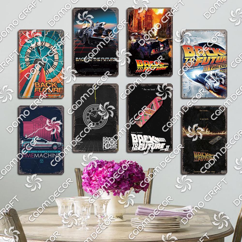 Classic Science Fiction Film Metal Tin Sign, Back to the Future Movie Poster Metal Plates, Cinema Club Cafe Bar Home Wall Decor