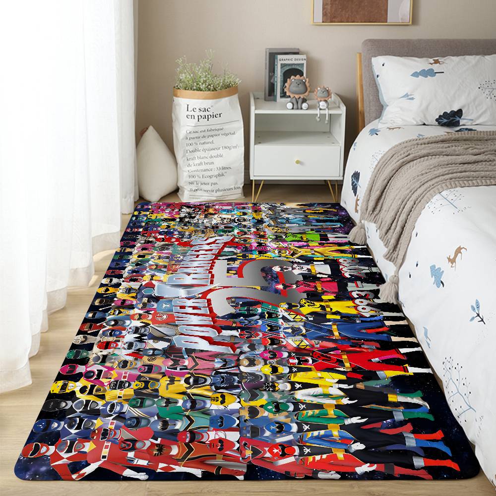 Film P-Power R-Rangers Floor Mat Pattern Printed Flannel Door Mat, Suitable For Bathroom, Living Room, Home Decoration