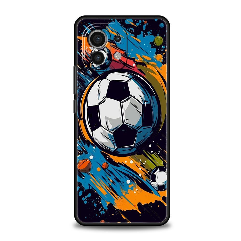

Phone Case For Xiaomi Mi 14 13 12 11 Lite 13T 12T 11x 11T 10T Pro 9T Note 10 Lite Soft Black Cover Football Passion Soccer Ball Mi 10T Lite 5G