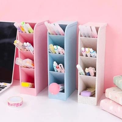 4 Grids Pen Storage Box Desk Stationery Storage Makeup Brush Box Pencil Container  Office