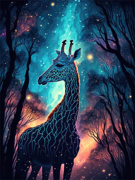 Full Square/Round Giraffe Colorful Home Decor Mosaic Embroidery Animal Fantasy Handmade Wall Art