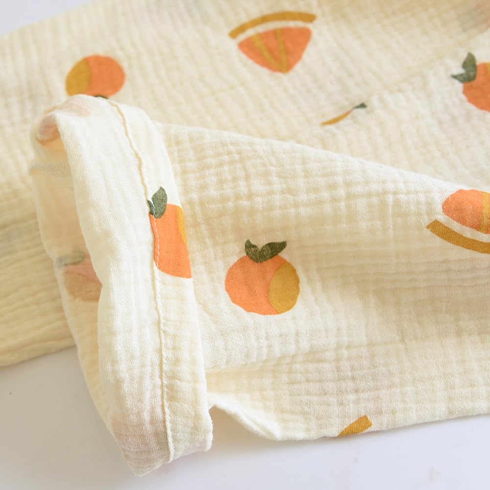 Semo1mus Short Long Loungewear Double Small Floral Size L Women's Spring/Summer Pajamas, Sleeves, Pants, Set, Front-Opening, Cute, 100% Cotton, Gauze,