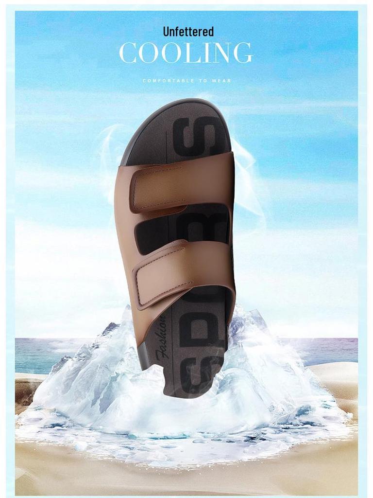 Men's Summer Outdoor Non-Slip One-Strap Casual Sandals with Thick and Soft Shock-Absorbing Sole