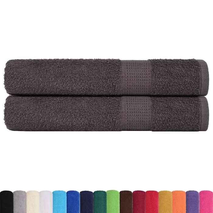 VidaXL Towels 2 Pcs Anthracite 100x200 Cm 360 G/m² 100% Cotton, Beach Towel, Guest Towel, Large Towel 136697