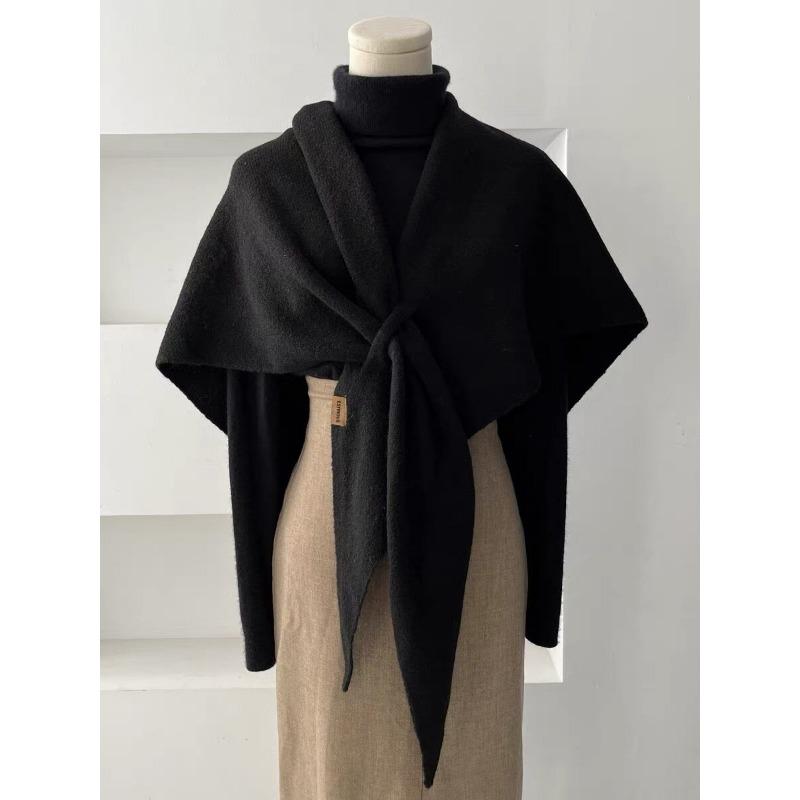 Women S Warm Knit Triangle Scarf With Pom Pom Korean Style Versatile Fashion Scarf