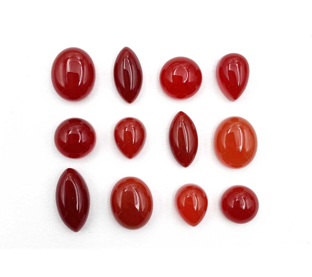 Natural Red Onyx Mix Shape Cabochon Loose Gemstone Lot 30-35 Pcs 7-11 MM 100 CT Red Onyx Cabochon Gemstone For Jewelry Making