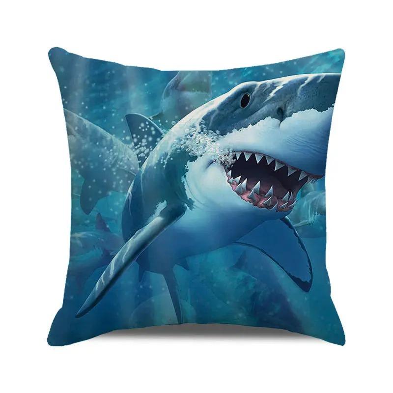 Dekorativer Kissenbezug mit Meereslebewesen und Haimotiv, für Wohnzimmer, Büro, Ornamente, Zuhause