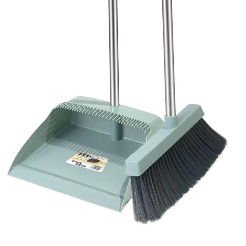 Indoor/Outdoor Broom and Dustpan Set with Magic Silicone Bristles