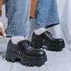 Black trendy thick soled shoes Classic and men's minimalist style Outdoor street Daily lace up Height increasing shoes