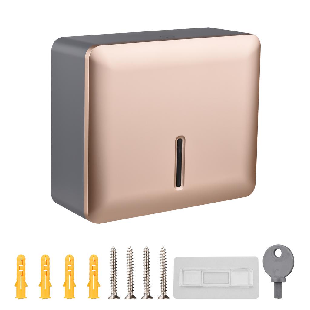 Wall Mount Paper Towel Dispenser Multifold Hand Towel Tissue Holder with Key Lock for Bathroom Kitchen Bedroom