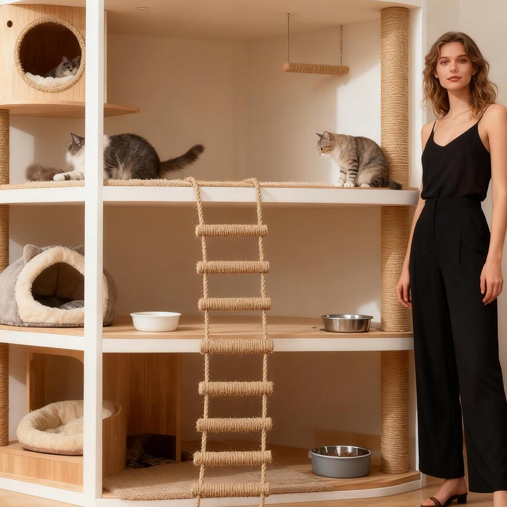 Katzenbrücke 40 Zoll Kätzchen Sprungzubehör Indoor Katzenklettergerüst für Haustiereltern Trainer Tierliebhaber Büro Wohnung