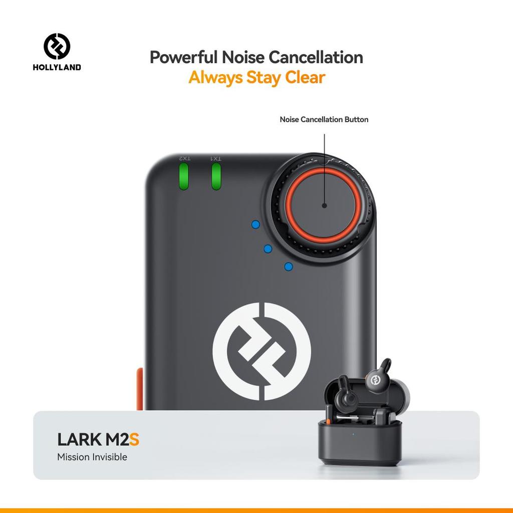 Hollyland Lark M2S Wireless Microphone with USB-C Plug for iPhoneand Android, Titanium Clip, Plug-and-Play, 300m Range, for Vlogging, YouTube