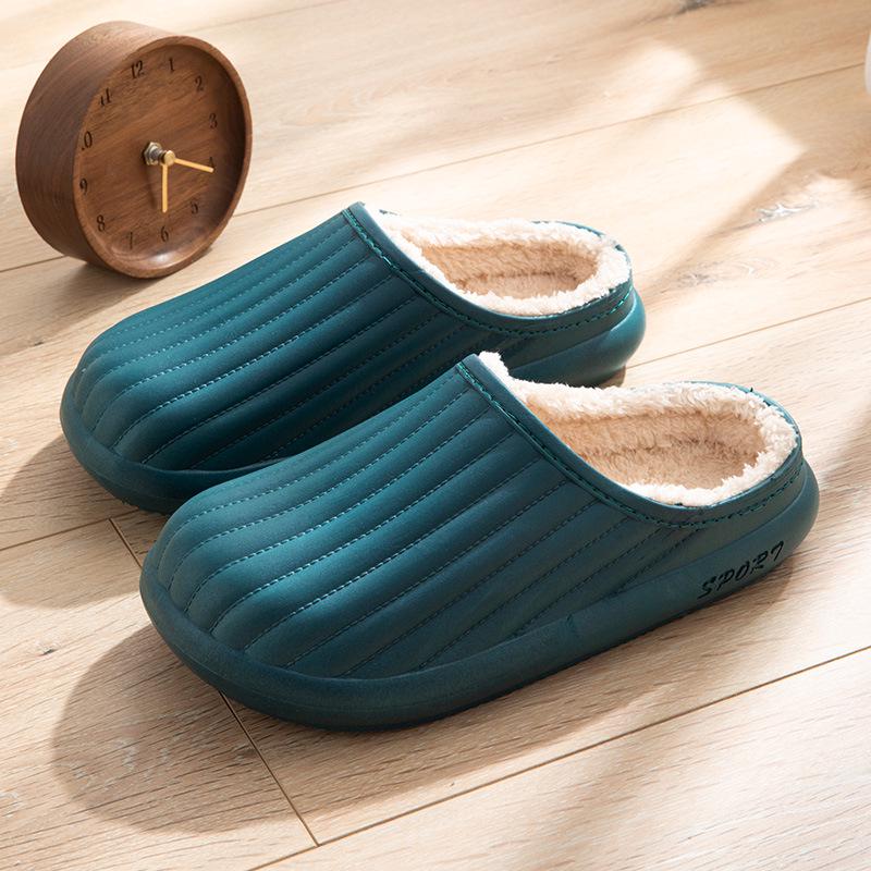 Men & Women's Waterproof Winter Cotton Slippers: Non-Slip, Plush, Velvet-Lined for Indoor & Outdoor Use